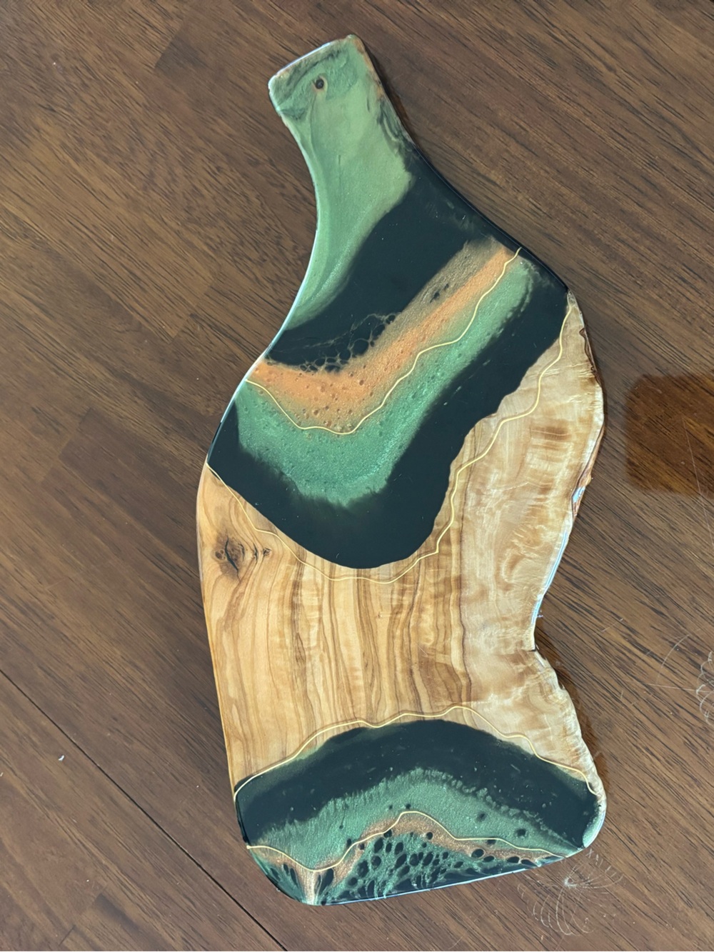 Handcrafted Olive Wood & Resin Serving Board – 14”